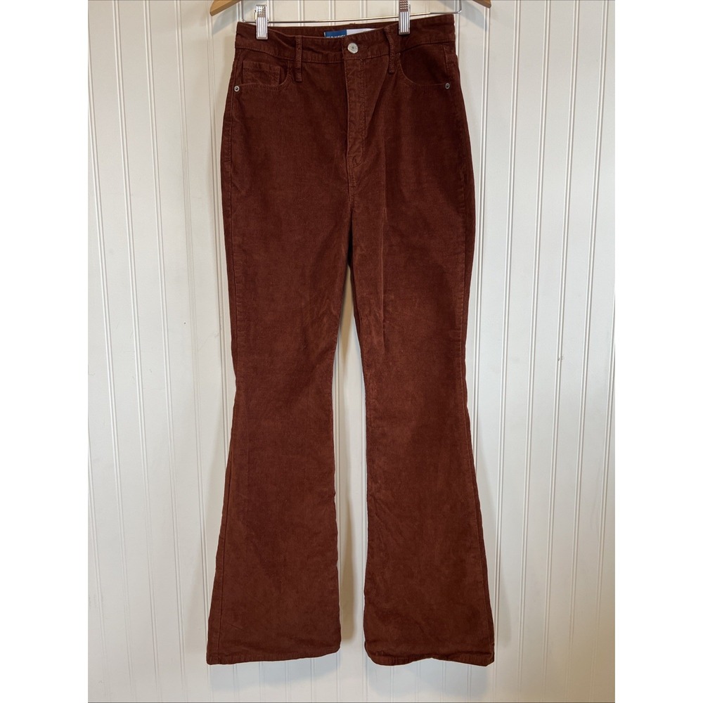 High Rise‎ Flair Corduroy Pants Size 4 Burnt Orange Old Navy